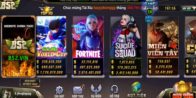 B52 quy tụ nhiều slot game cực ăn khách