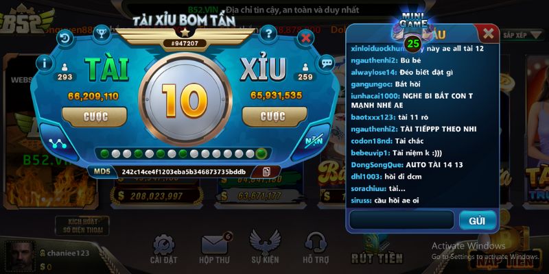 Hướng dẫn các bước chơi Mini Game b52 chi tiết